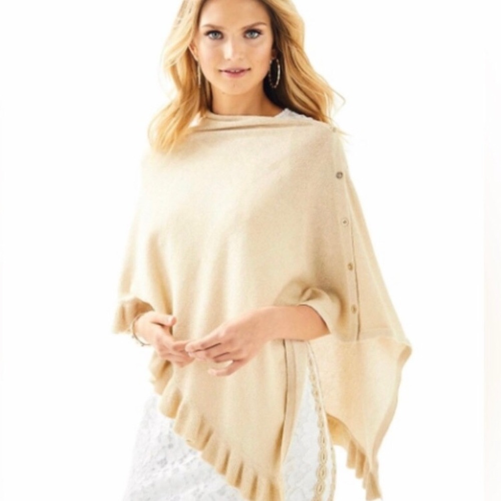 NWT Lilly Pulitzer Valiente Wrap Sweater. One size. Heathered sand dune metallic